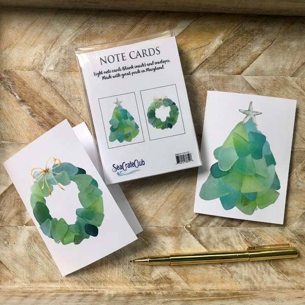 Sea Glass Christmas Boxed Note Cards (Set of 8)