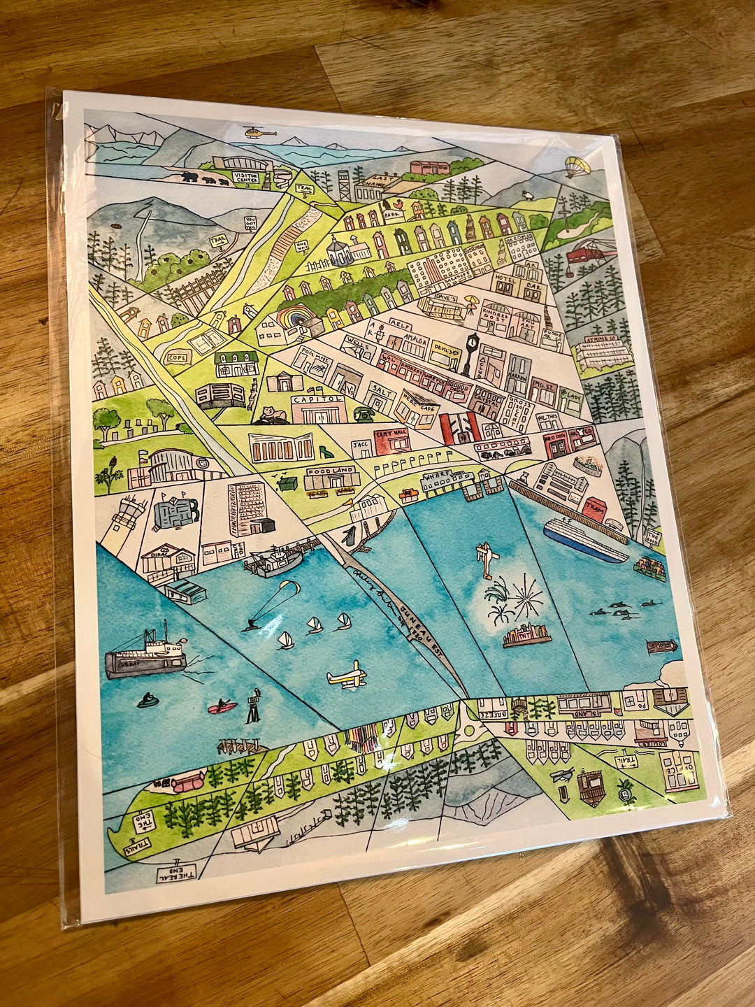 Artistic Map of Juneau Print