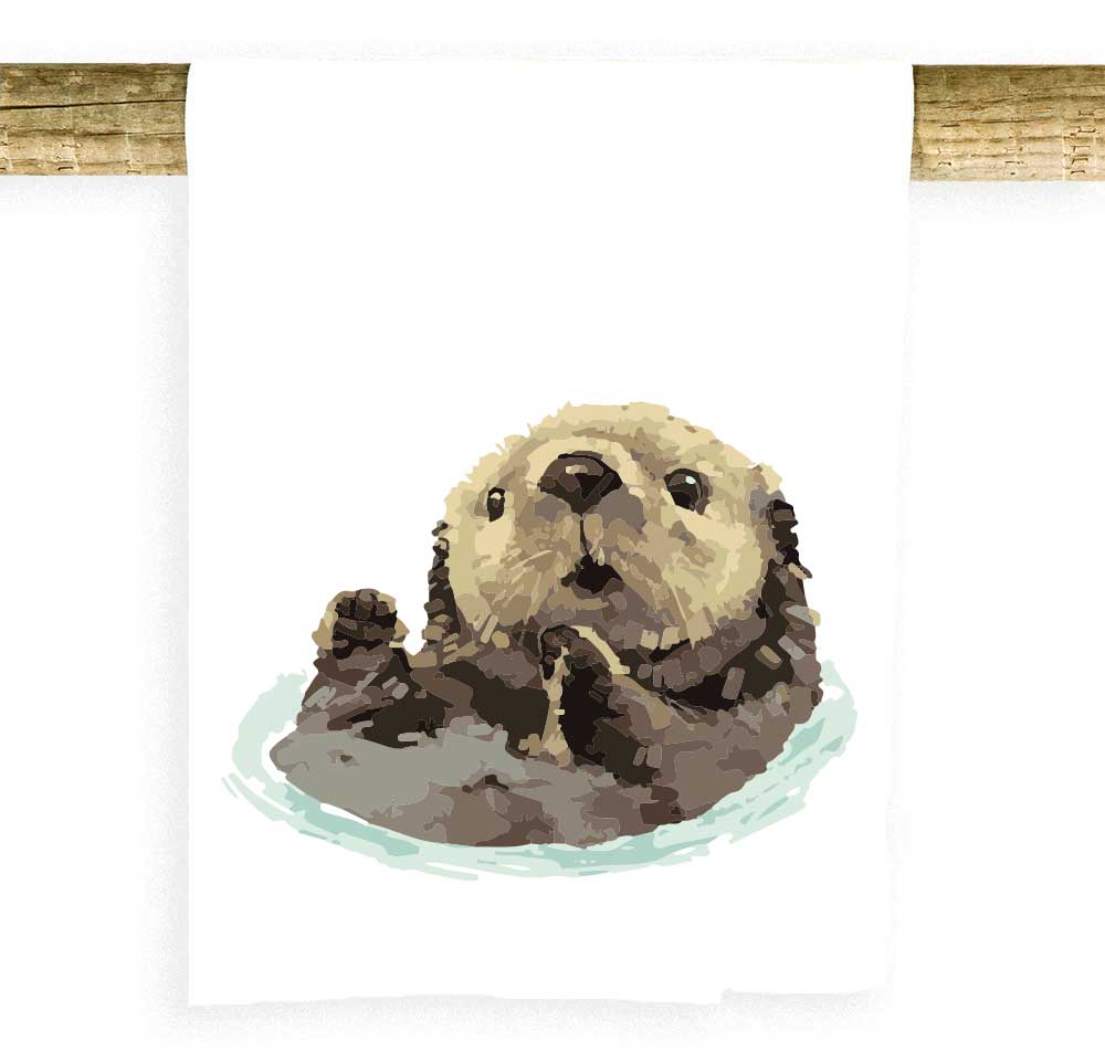 Swimming Sea Otter Decorative Towel