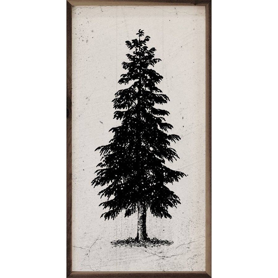 Black Pine Tree Wooden Sign