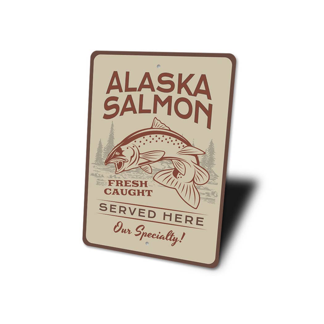 Alaska Salmon Metal Sign