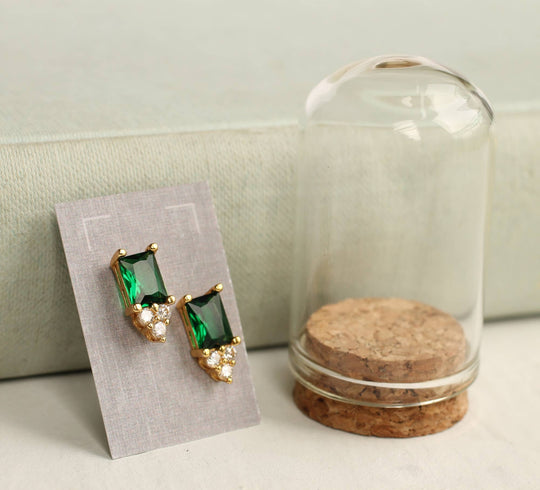 Tongass Emerald Pyramid Stud Earrings