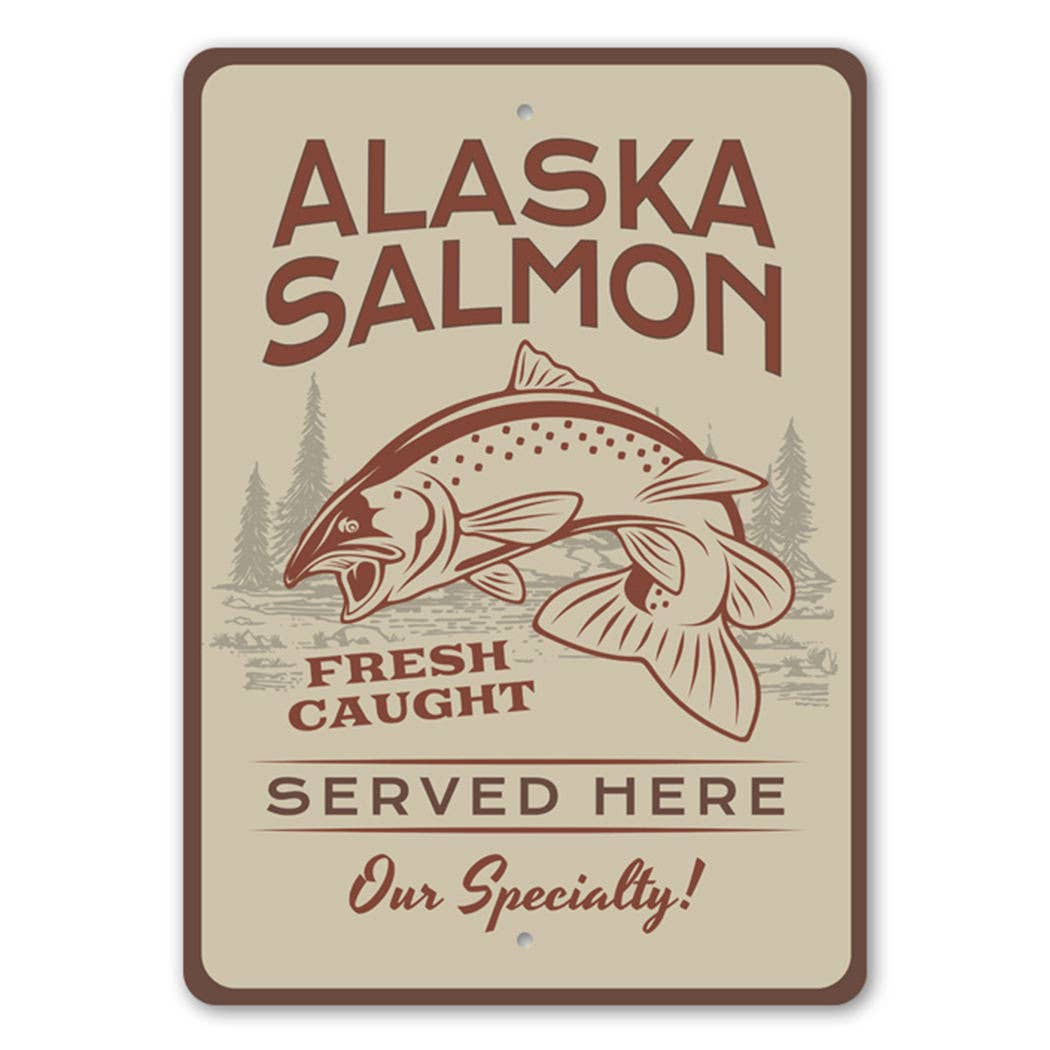Alaska Salmon Metal Sign
