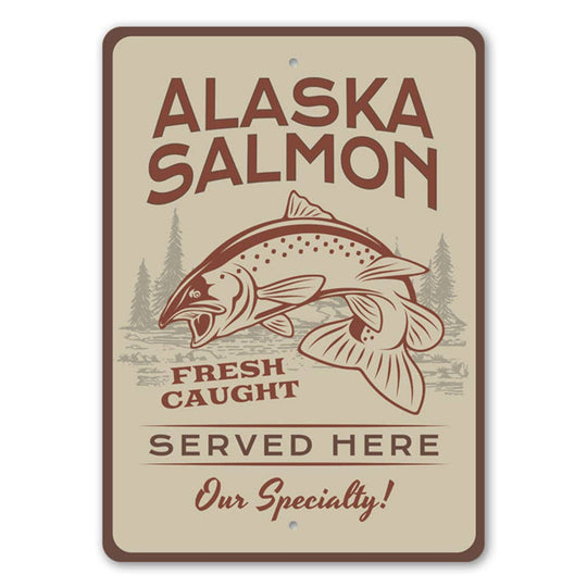 Alaska Salmon Metal Sign