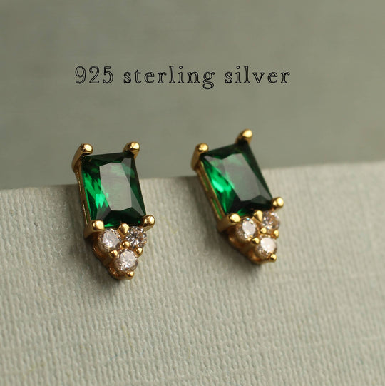 Tongass Emerald Pyramid Stud Earrings