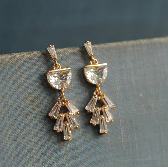 Art Deco Crystal Moon Earrings