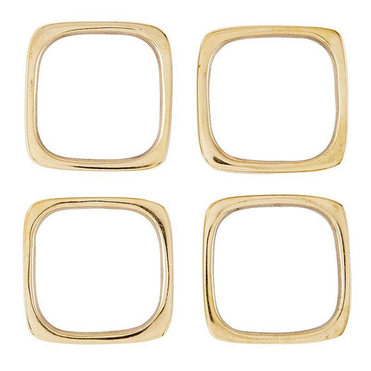 Square Brass Napkin Rings (Set of 4)