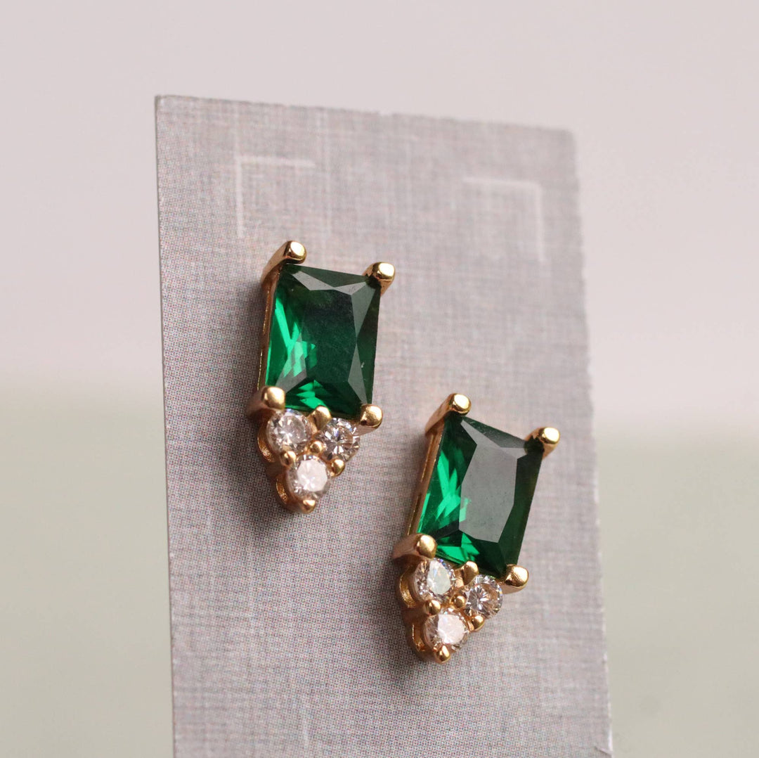 Tongass Emerald Pyramid Stud Earrings