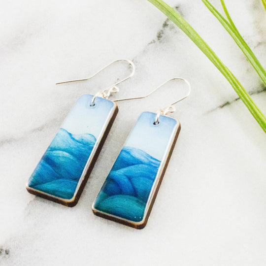 Ocean Wave Rectangle Earrings