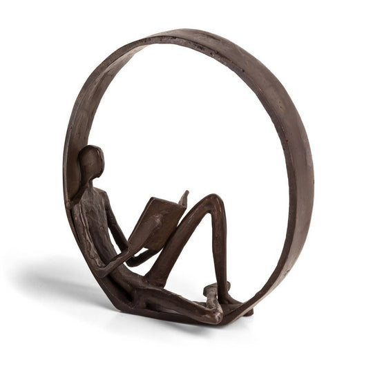 Iron Sculpture with Reader Figurine