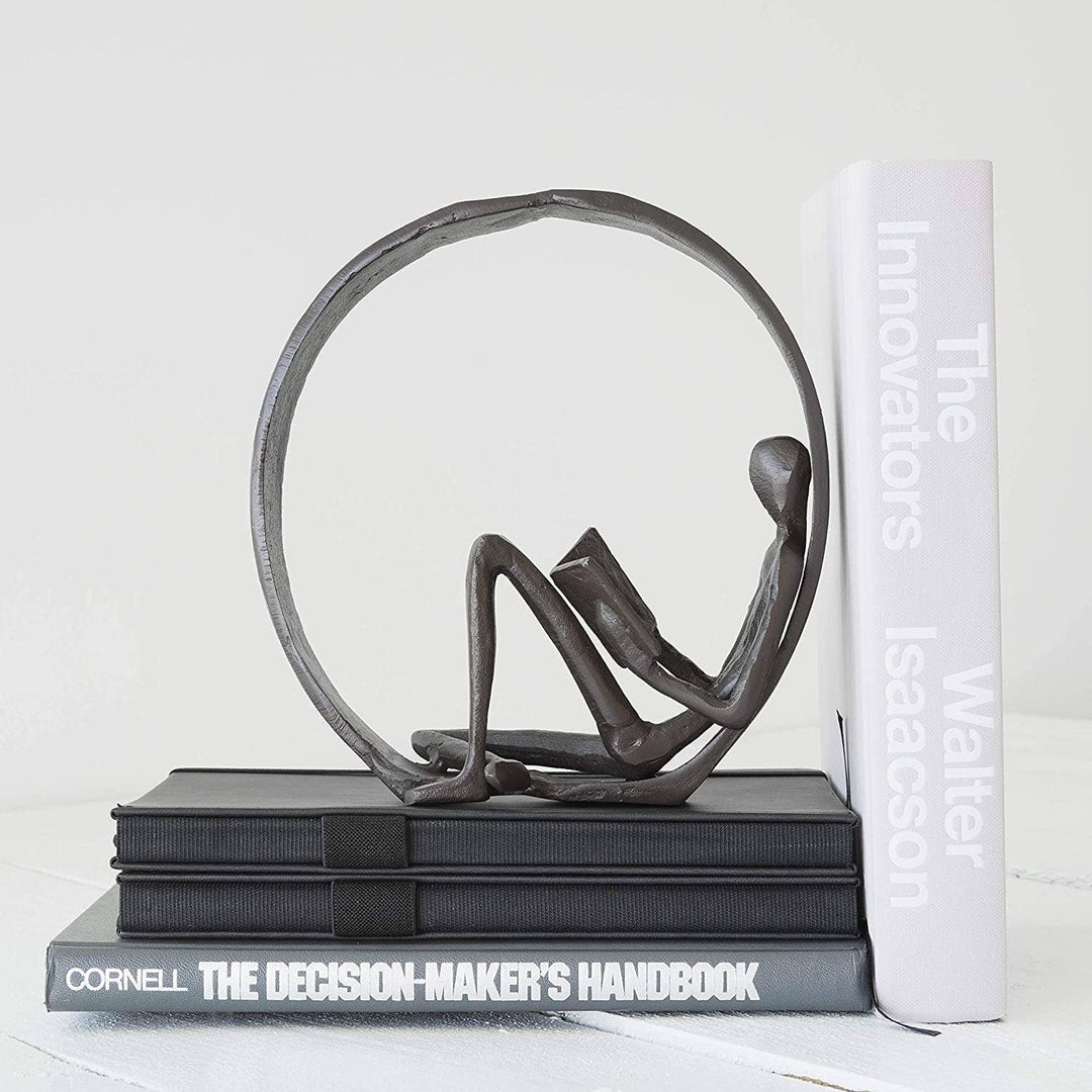 Iron Sculpture with Reader Figurine