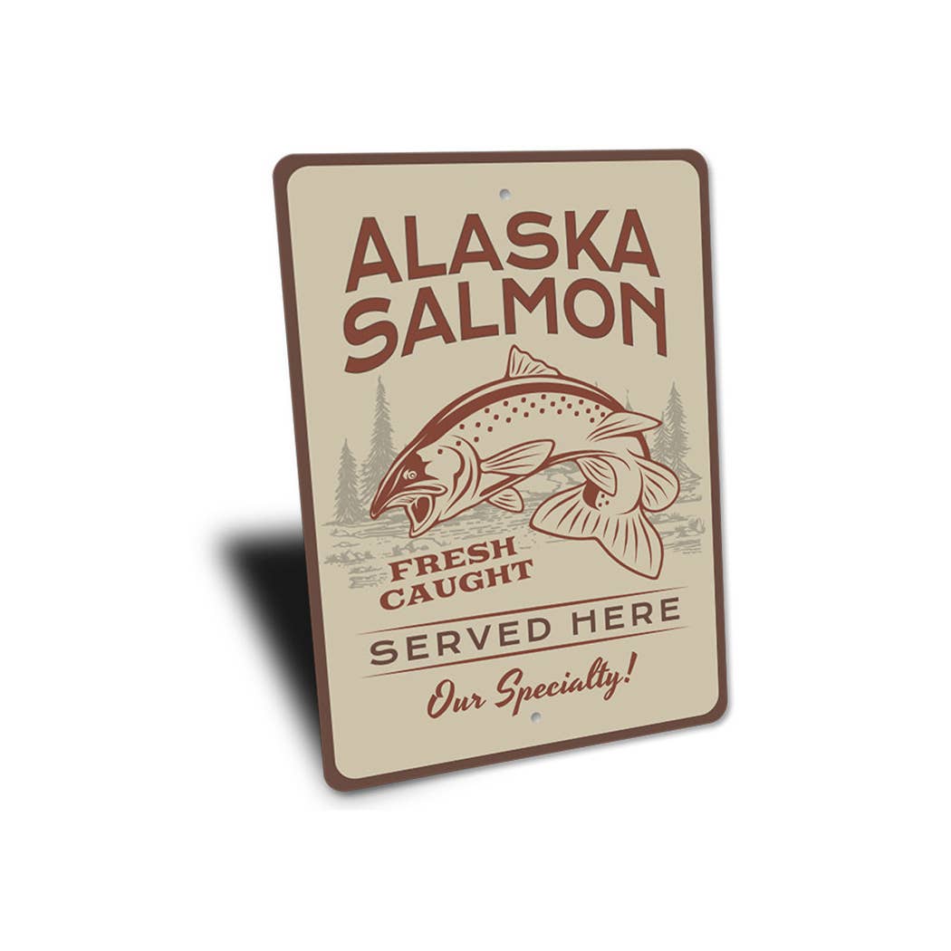 Alaska Salmon Metal Sign
