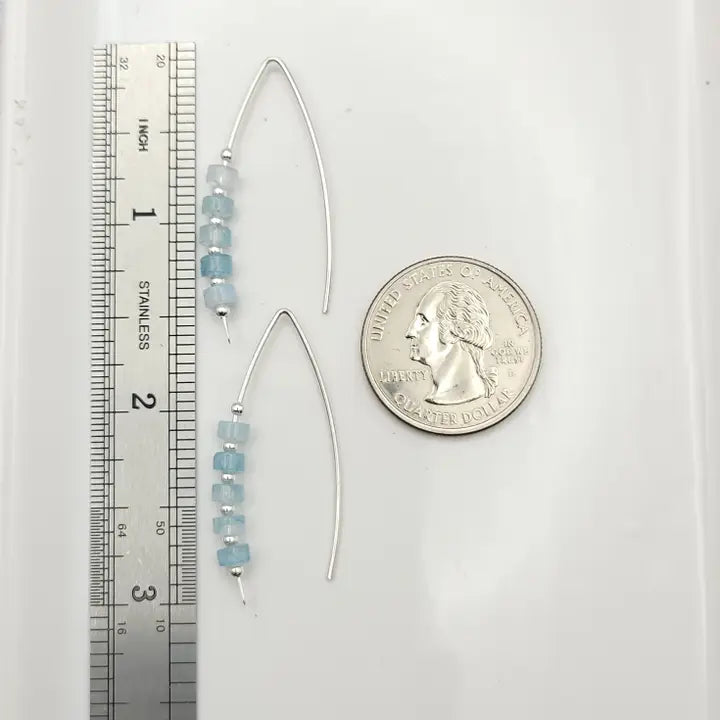 Blue Aquamarine and Sterling Silver Threaders