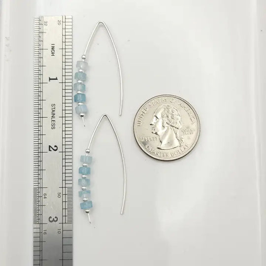 Blue Aquamarine and Sterling Silver Threaders