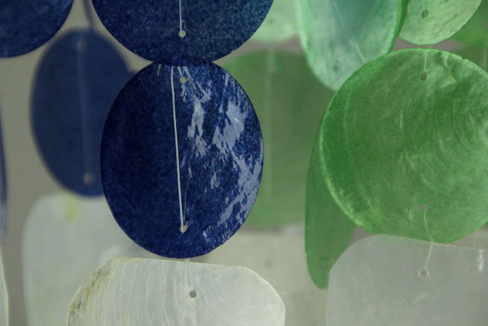 Blue Green and White Shell Mini Wind Chime