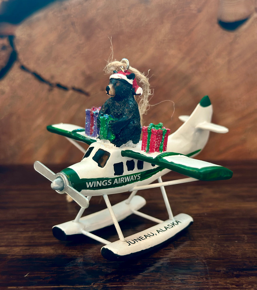 Santa Bear on Floatplane Ornament