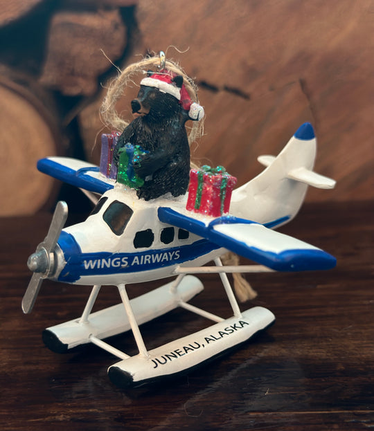 Santa Bear on Floatplane Ornament