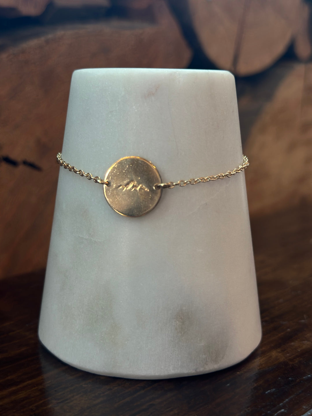 Mountain Stamped Coin Bracelet