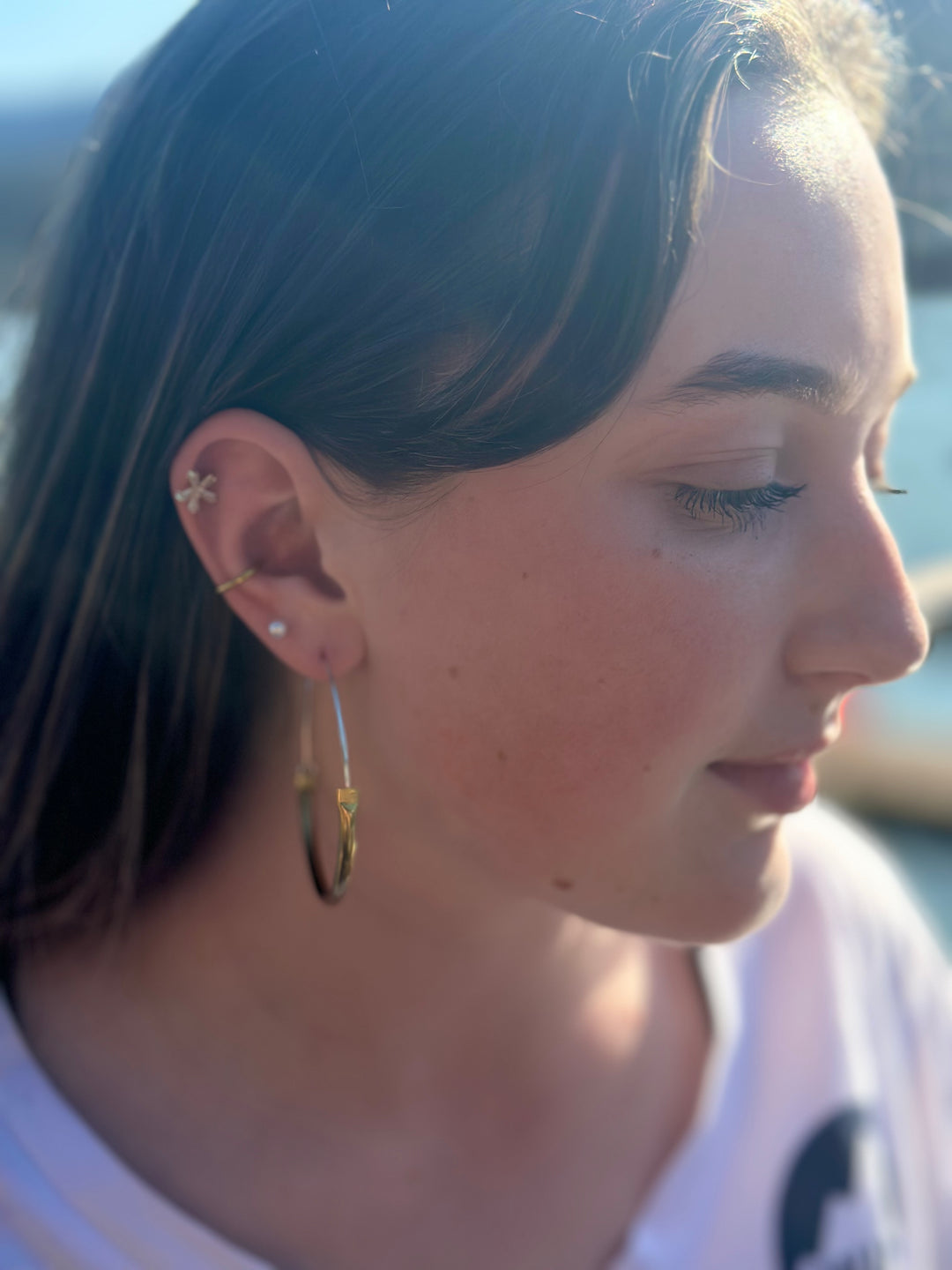 Brass Tube Hoop Earrings