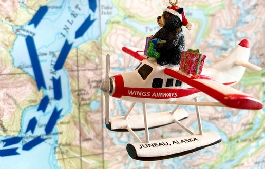 Santa Bear on Floatplane Ornament