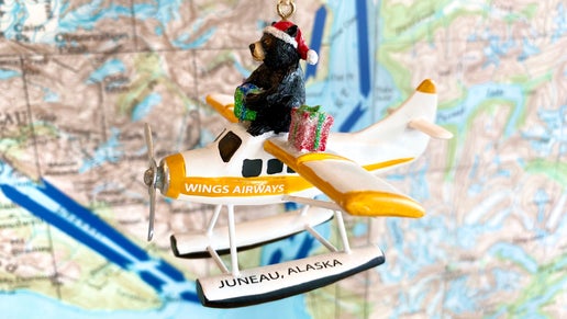 Santa Bear on Floatplane Ornament