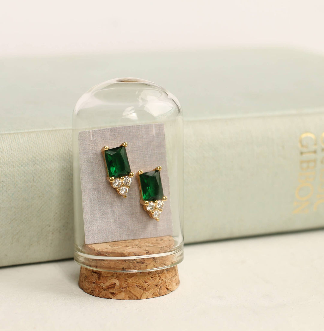 Tongass Emerald Pyramid Stud Earrings