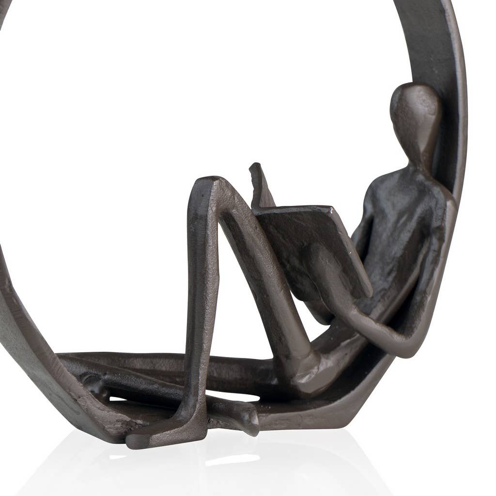 Iron Sculpture with Reader Figurine