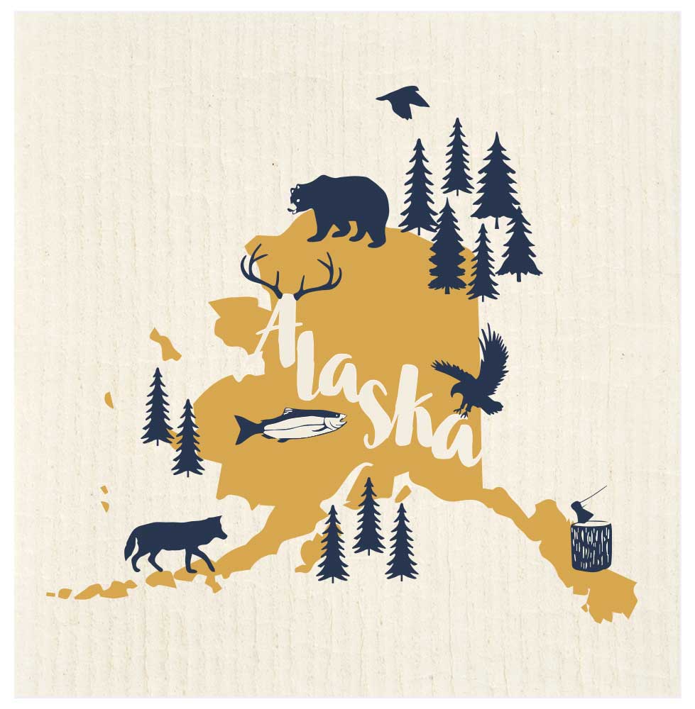 Alaska Wildlife Swedish Dishcloth
