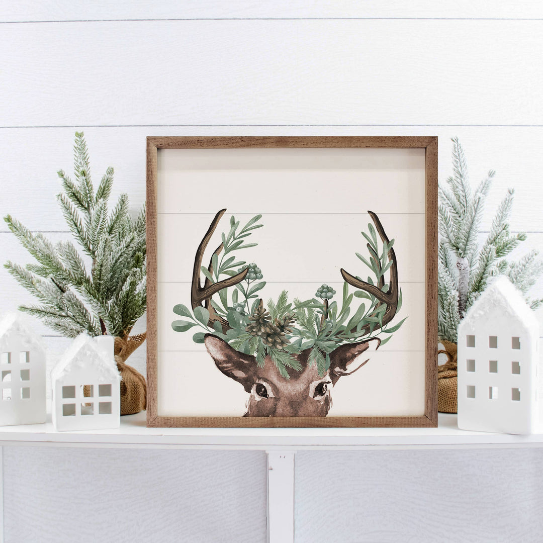 Christmas Deer Wooden Sign