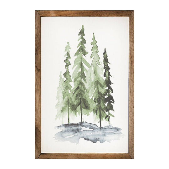 Watercolor Pines Wooden Sign