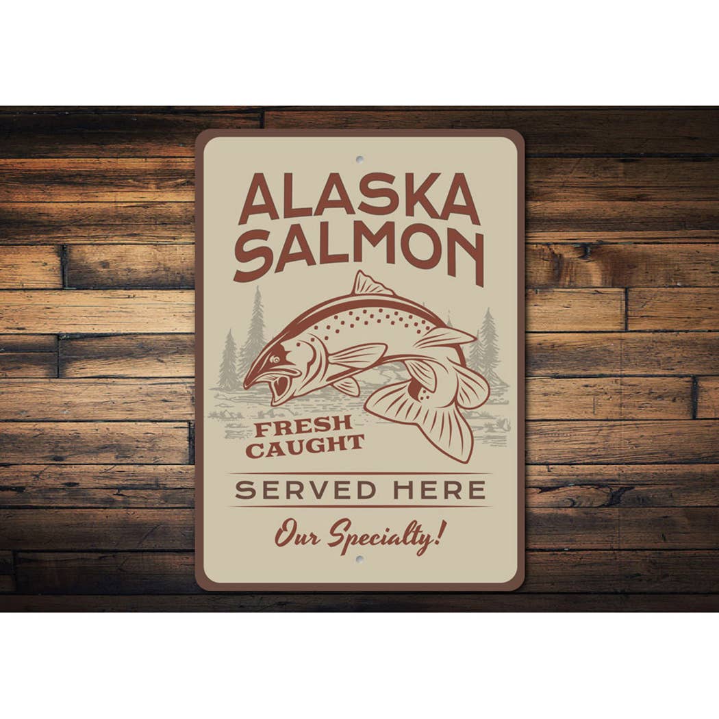 Alaska Salmon Metal Sign