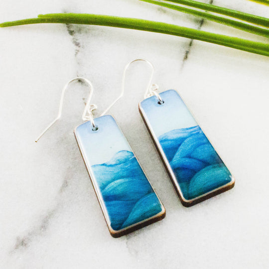 Ocean Wave Rectangle Earrings