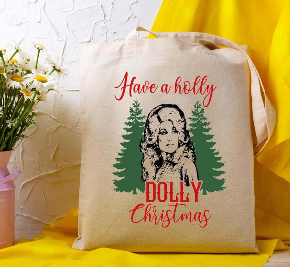 Holly Dolly Christmas Tote
