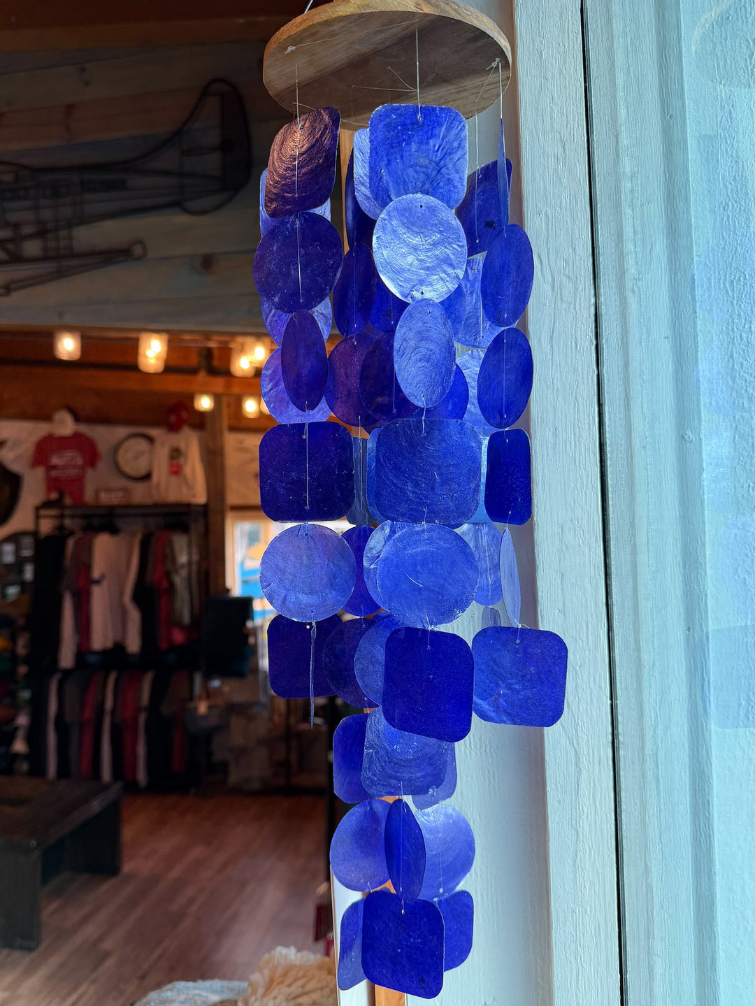 Cobalt Blue Capiz Shell Wind Chime