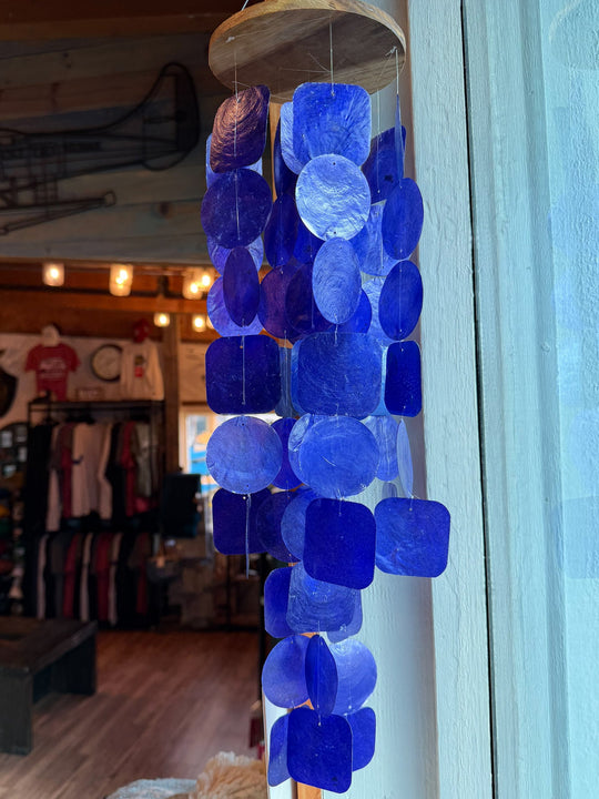 Cobalt Blue Capiz Shell Wind Chime