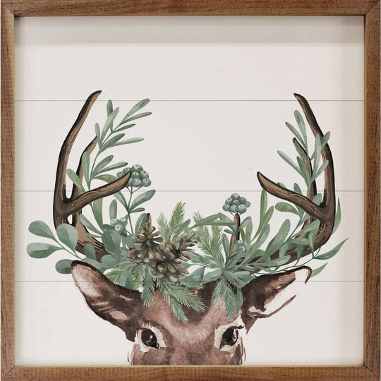 Christmas Deer Wooden Sign