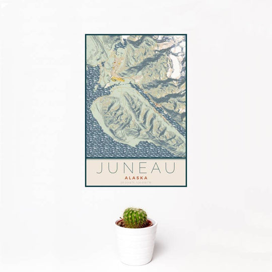 Juneau Map Woodblock Art Print