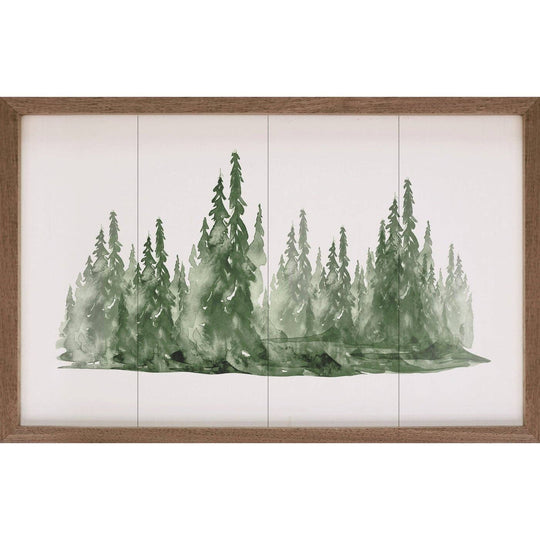 Watercolor Pines Forest Wooden Sign