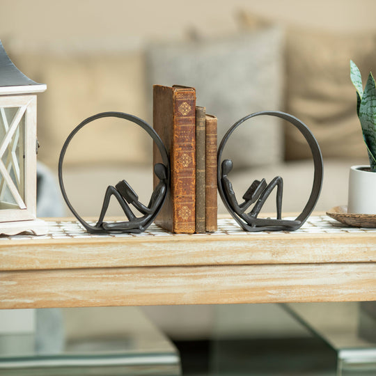 Iron Sculpture with Reader Figurine